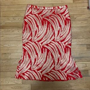 JCrew Red & Gold Fishtail skirt